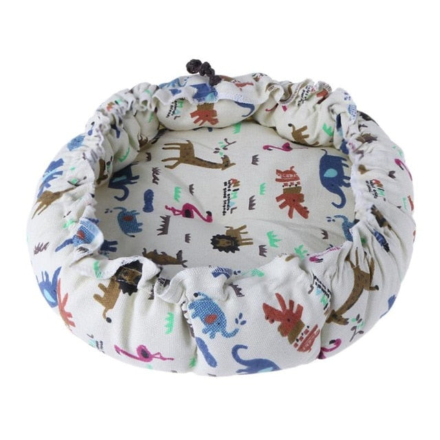 Warm Round Soft Dog House Bed Pringting Pet Cat And Dog Bed Cotton Retractable Round Pumpkin Shaped Pets Cushion